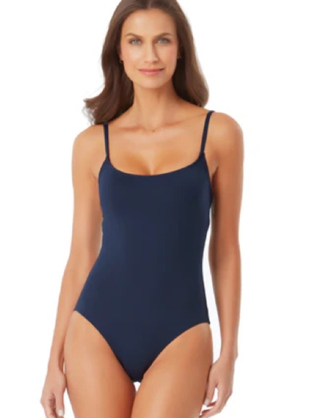 Anne Cole Navy Scoop Neck One-Piece Swimsuit